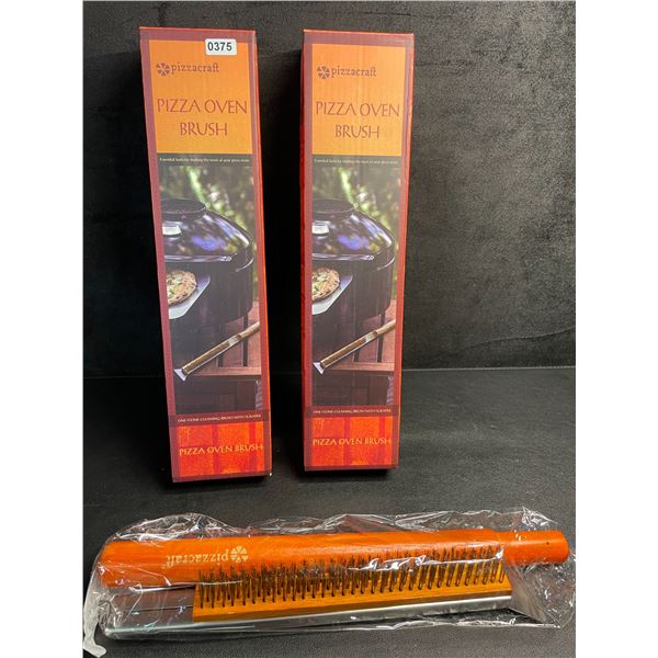 Lot of 2 PizzaCraft Pizza Oven Brushes; Pizza Stone Cleaning Brush with Scraper - New