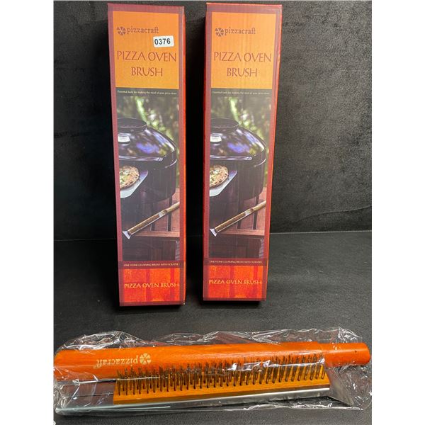 Lot of 2 PizzaCraft Pizza Oven Brushes; Pizza Stone Cleaning Brush with Scraper - New