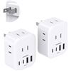 Image 1 : 2-Pack of Wall Outlet Extenders/Wall Plugs with 4 Outlets/2 USB-C/USB-A Ports - New
