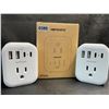 Image 2 : 2-Pack of Wall Outlet Extenders/Wall Plugs with 4 Outlets/2 USB-C/USB-A Ports - New