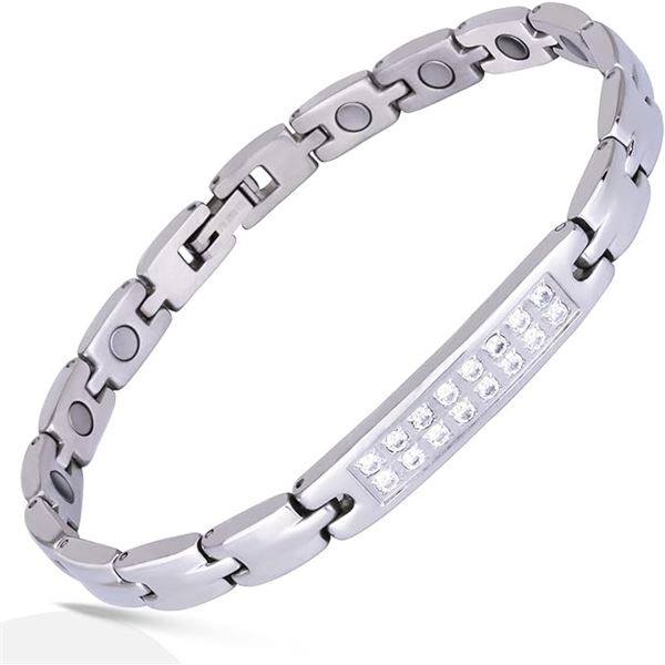 Smarter Lifestyle Sparkling Titanium Magnetic Therapy Anklet Bracelet Gift Set for Women - New