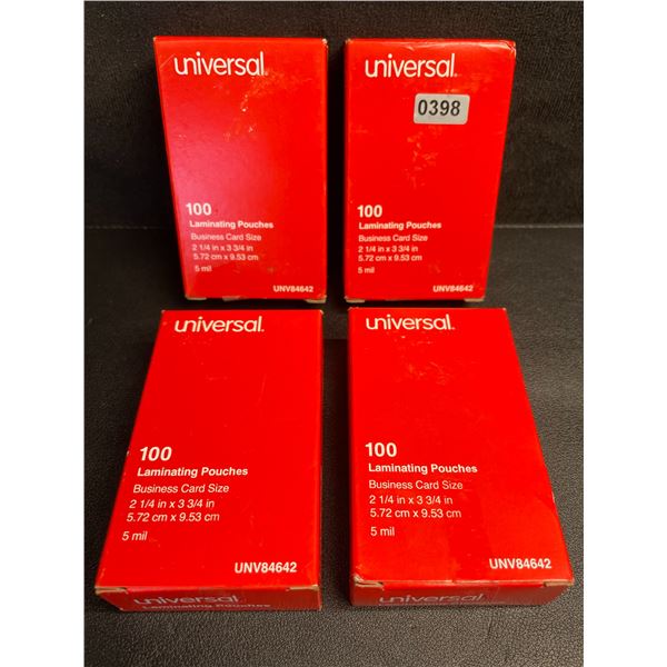 4 Boxes of Universal Laminating Pouches (Business Card Size) 100PC Each - New