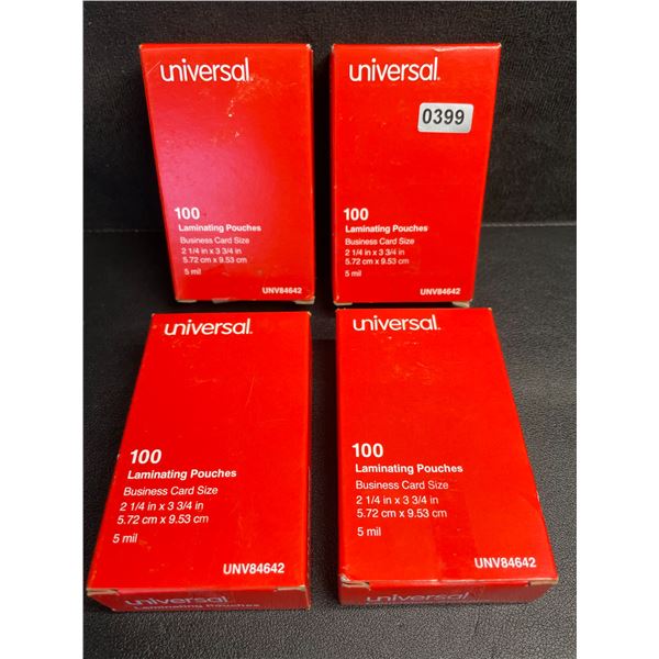 4 Boxes of Universal Laminating Pouches (Business Card Size) 100PC Each - New