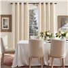 Image 5 : Linen Textured Casual Wave Curtains for Living Room (2 Panels) 84" Length - Beige/Ivory - New