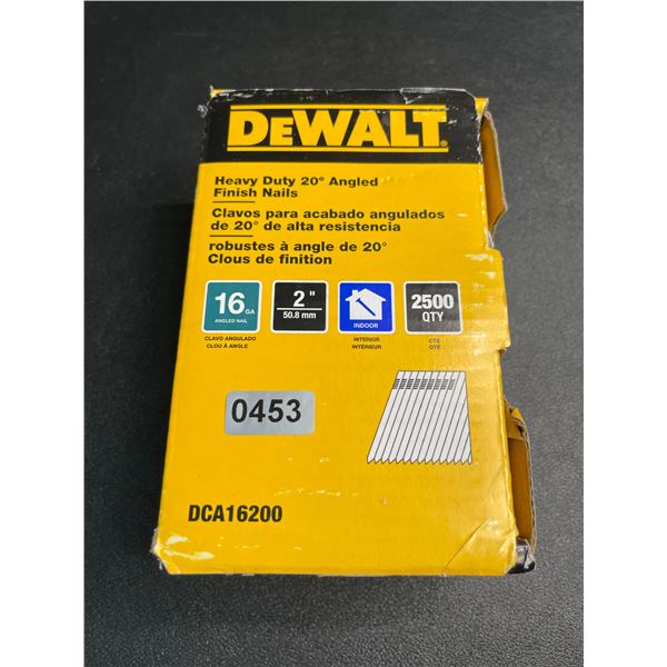 1 Box of DeWalt Heavy-Duty 20-Degree Angled Finishing Nails (2500 Count) - New