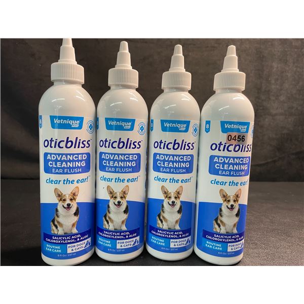Lot of 4 Vetnique Labs Oticbliss Advanced Cleaning Ear Flush for Dogs & Cats (237ml) - New