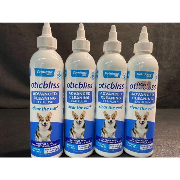 Lot of 4 Vetnique Labs Oticbliss Advanced Cleaning Ear Flush for Dogs & Cats (237ml) - New