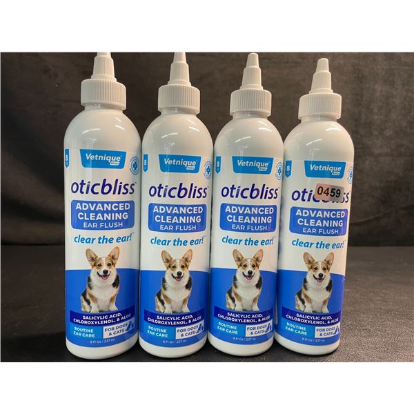 Lot of 4 Vetnique Labs Oticbliss Advanced Cleaning Ear Flush for Dogs & Cats (237ml) - New