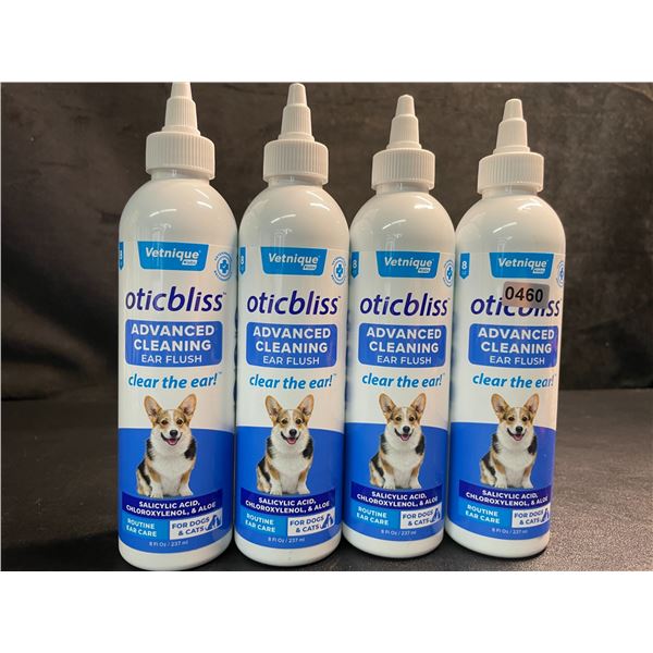 Lot of 4 Vetnique Labs Oticbliss Advanced Cleaning Ear Flush for Dogs & Cats (237ml) - New