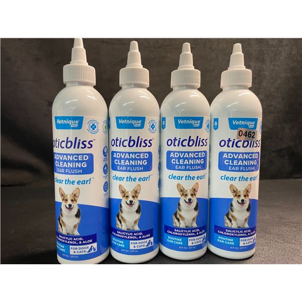 Lot of 4 Vetnique Labs Oticbliss Advanced Cleaning Ear Flush for Dogs & Cats (237ml) - New