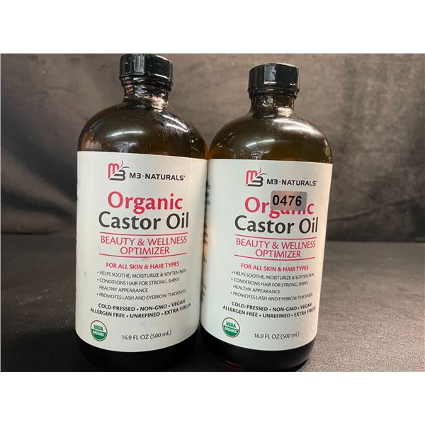 Lot of 2 Bottles of M3 Naturals Organic Castor Oil (500ml) Beauty & Wellness Optimizer - New
