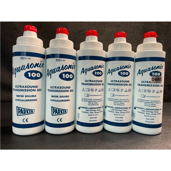 Lot of 5 Aquasonic 100 Ultrasound Transmission Gel (0.25L Each) - New