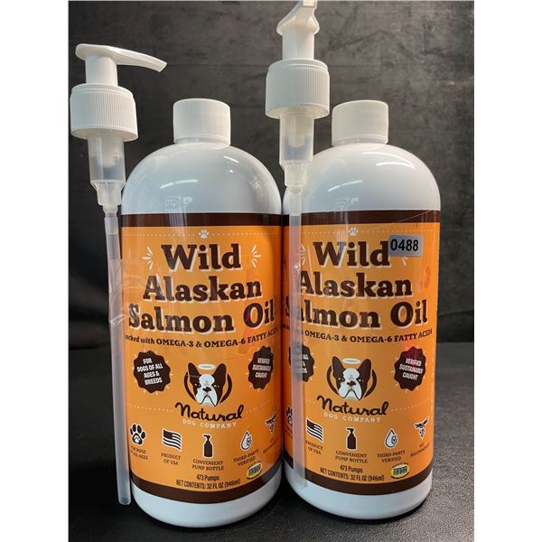 2 Bottles of Pure Wild Alaskan Salmon Oil by Natural Dog Company (946ml Each) - New