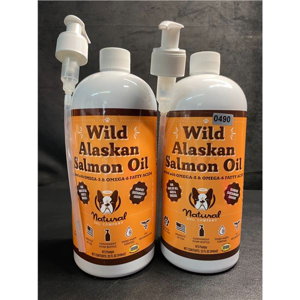 2 Bottles of Pure Wild Alaskan Salmon Oil by Natural Dog Company (946ml Each) - New