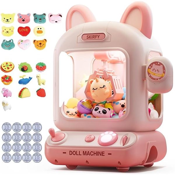 1 Skirfy Mini Cat Claw Machine/Toy Claw Machine for Kids with Prizes/Toys (Pink) Brand New!