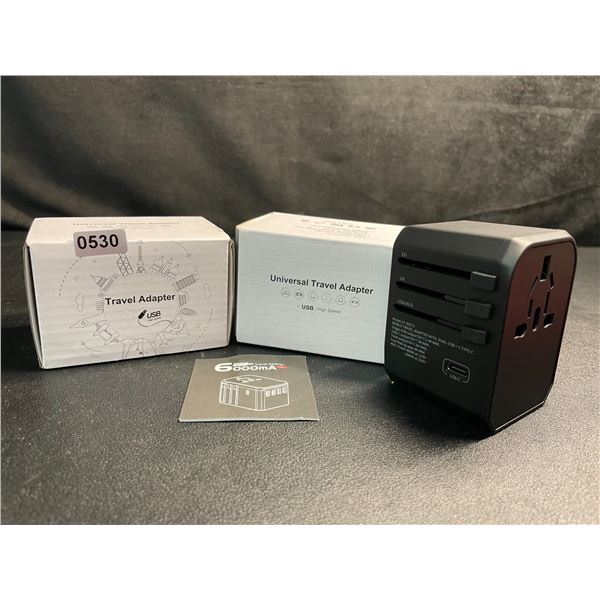 Lot of 2 Universal Travel Adapters (AUS/EU/US/UK Compatible) w/ USB-C & USB-A Ports - New