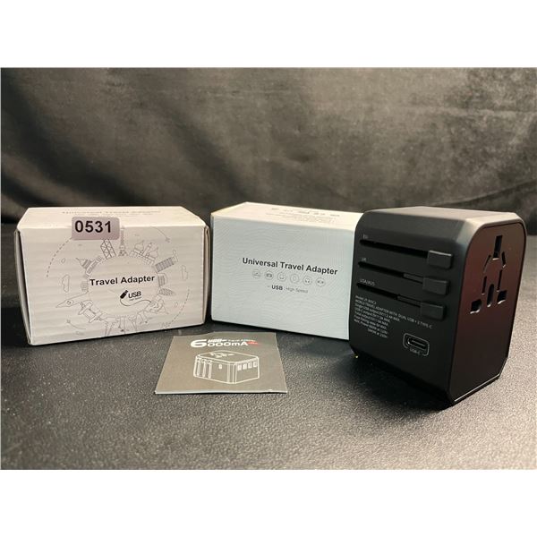 Lot of 2 Universal Travel Adapters (AUS/EU/US/UK Compatible) w/ USB-C & USB-A Ports - New