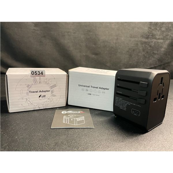 Lot of 2 Universal Travel Adapters (AUS/EU/US/UK Compatible) w/ USB-C & USB-A Ports - New