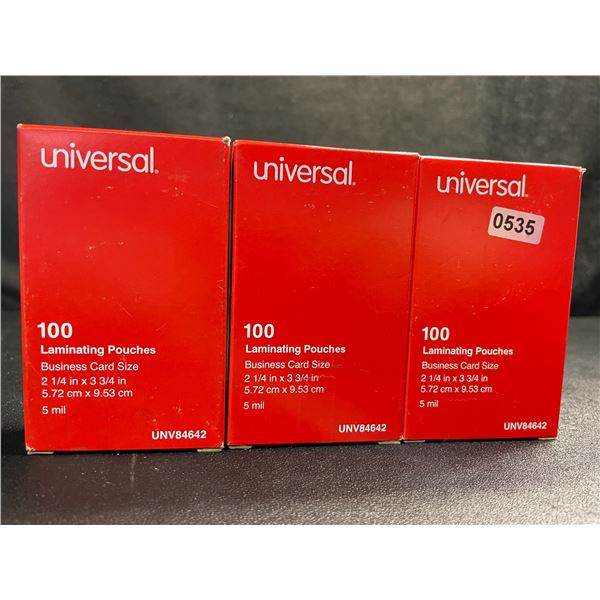 3 Boxes of Universal Laminating Pouches (Business Card Size) 100PC Each - New