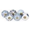 Image 1 : Box of 6 Grey & White Cupboard Knobs - Ceramic Drawer Pulls for Cabinets (2.5" x 1.7") New