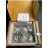 Image 2 : Box of 6 Grey & White Cupboard Knobs - Ceramic Drawer Pulls for Cabinets (2.5" x 1.7") New