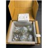 Image 2 : Box of 6 Grey & White Cupboard Knobs - Ceramic Drawer Pulls for Cabinets (2.5" x 1.7") New