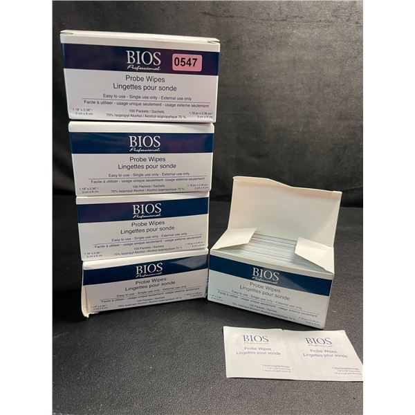 5 Boxes of BIOS Professional Probe/Alcohol Wipes (100 Packets Per Box) - New