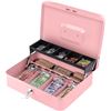 Image 1 : 1 Metal Cash Box/Money Lock Box with Key - Pink - Portable Money Box - New Sealed