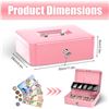 Image 2 : 1 Metal Cash Box/Money Lock Box with Key - Pink - Portable Money Box - New Sealed