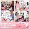 Image 8 : 1 Metal Cash Box/Money Lock Box with Key - Pink - Portable Money Box - New Sealed
