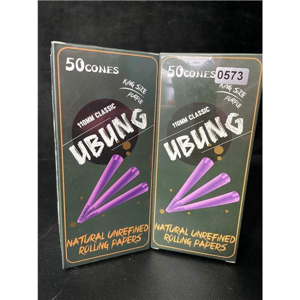 2 Boxes of Ubung King Size Cones/Rolling Papers (50 PCS) for Cannabis - Purple - New