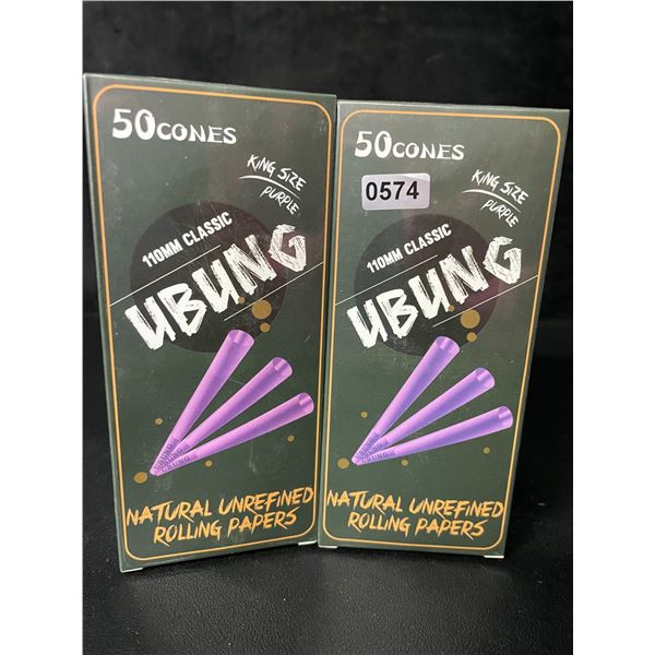 2 Boxes of Ubung King Size Cones/Rolling Papers (50 PCS) for Cannabis - Purple - New