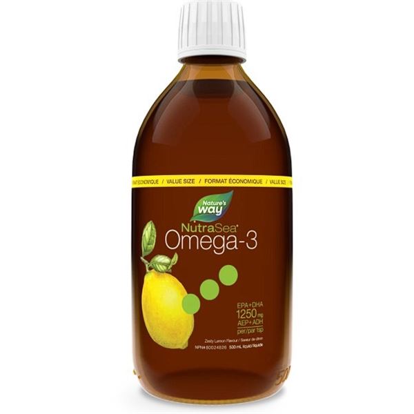 Nature's Way NutraSea Omega-3 (500ml) Liquid - Zesty Lemon Flavor - New