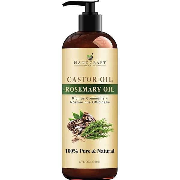 HandCraft Blends Castor Oil with Rosemary Oil (236ml) 100% Pure & Natural; For Hair/Skin/Nails - New