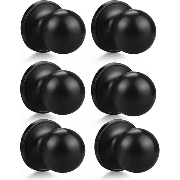6-Pack Box of Stainless Steel Half-Dummy Door Handles/Black Door Knobs - New