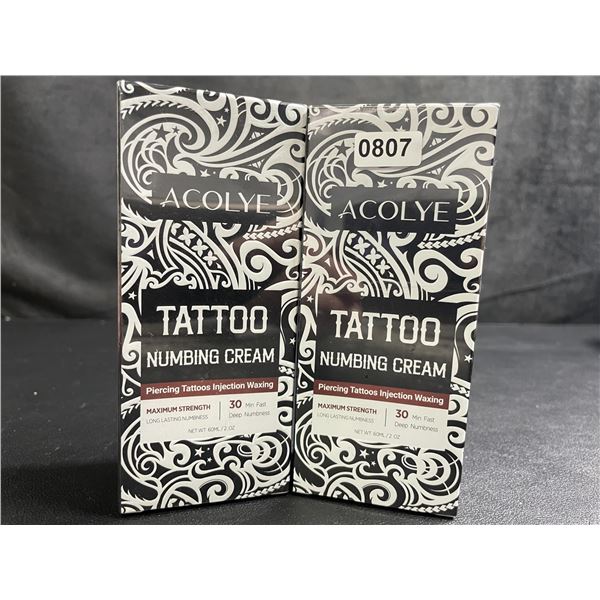 2 Boxes of Acolye Tattoo Numbing Creams - Max Strength/Long-Lasting Numbness (60ml) - New Sealed