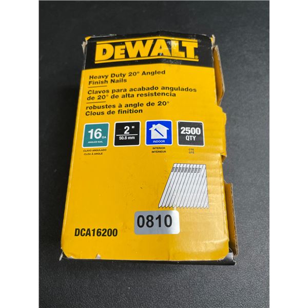 1 Box of DeWalt Heavy-Duty 20-Degree Angled Finishing Nails (2500 Count) - New