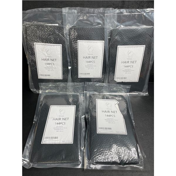5 Packs of Hair Nets (144PCS Each) - Black - 24 Inch - New