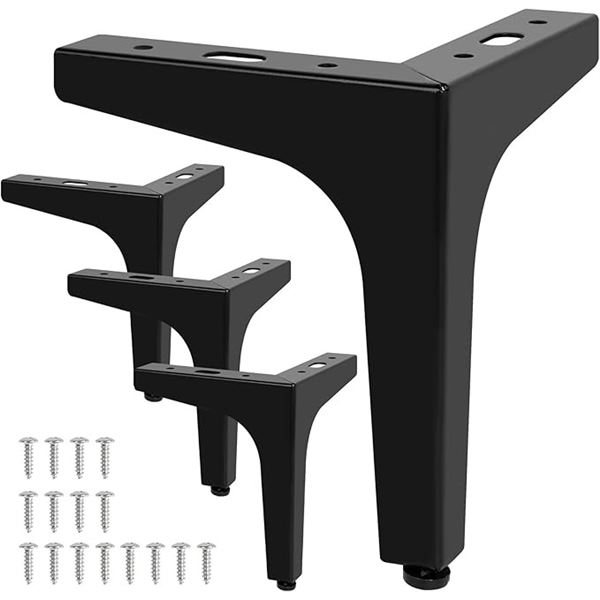 Box of 4 Metal 6-Inch Furniture Legs - Modern Iron Diamond Triangle Feet - New