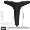 Image 5 : Box of 4 Metal 6-Inch Furniture Legs - Modern Iron Diamond Triangle Feet - New