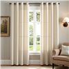 Image 1 : Linen Textured Casual Wave Curtains for Living Room (2 Panels) 84" Length - Beige/Ivory - New