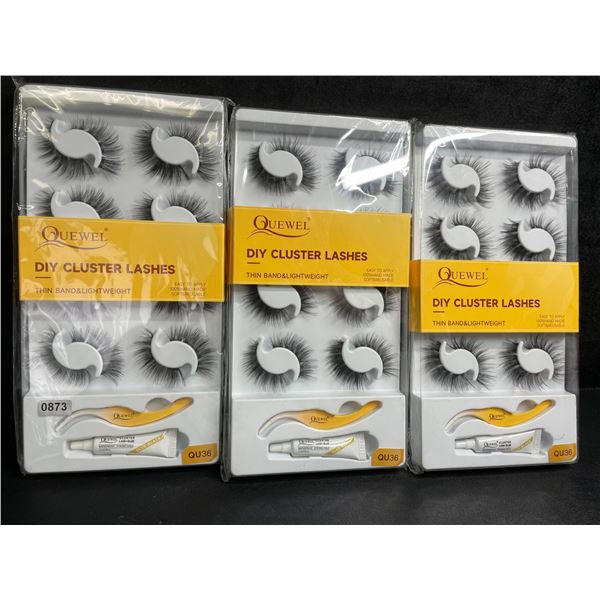 3 Packs of Quewel DIY Cluster Lashes - Easy to Apply - Thin Band & Lightweight - New!