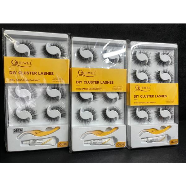 3 Packs of Quewel DIY Cluster Lashes - Easy to Apply - Thin Band & Lightweight - New!