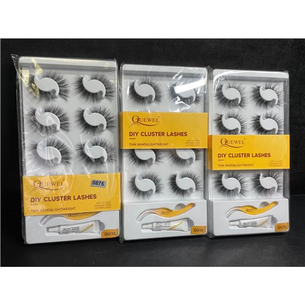 3 Packs of Quewel DIY Cluster Lashes - Easy to Apply - Thin Band & Lightweight - New!