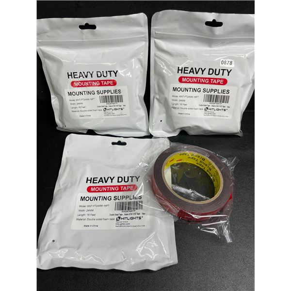 3 Rolls of Heavy Duty Mounting Tape (Double-Sided 3M Tape) 16FT Per Roll - New