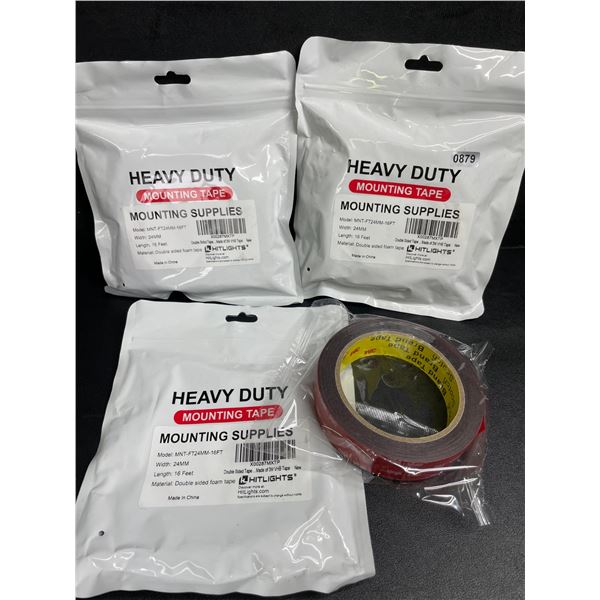 3 Rolls of Heavy Duty Mounting Tape (Double-Sided 3M Tape) 16FT Per Roll - New