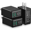 Image 1 : Lot of 2 3-Packs of Wall Block Chargers - 4 Ports (USB-C and USB-A) - Black - New