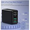 Image 6 : Lot of 2 3-Packs of Wall Block Chargers - 4 Ports (USB-C and USB-A) - Black - New