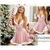 Image 1 : 1 Avidlove Women's Sexy Christmas Lingerie Set (Size M) Babydoll Pink Dress with Fingerless Gloves