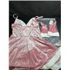 Image 2 : 1 Avidlove Women's Sexy Christmas Lingerie Set (Size M) Babydoll Pink Dress with Fingerless Gloves